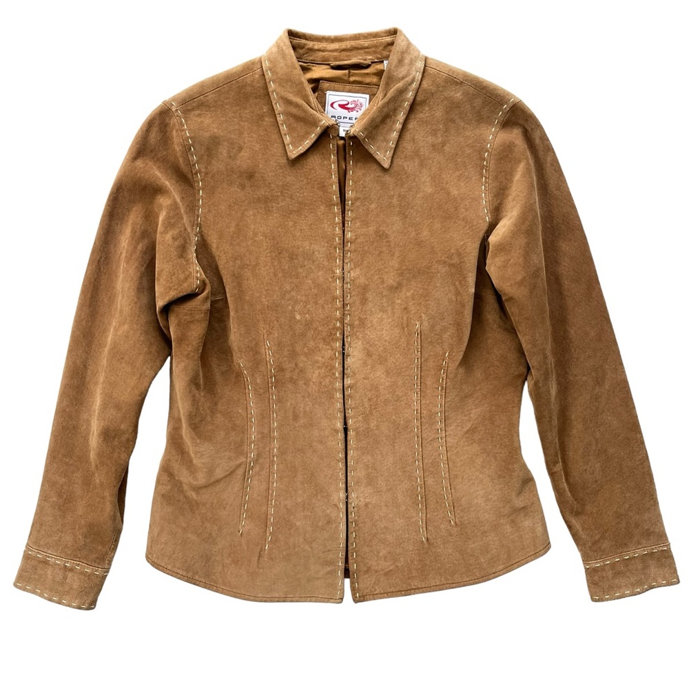 Roper Women’s Sz Medium Soft Suede Leather Lined Pearl Snap Cuffs Western Jacket